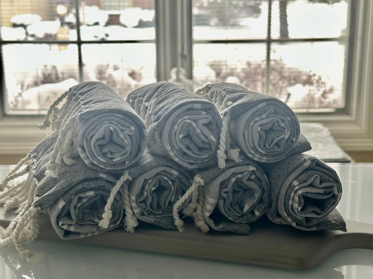 Grey Striped Tea Towel